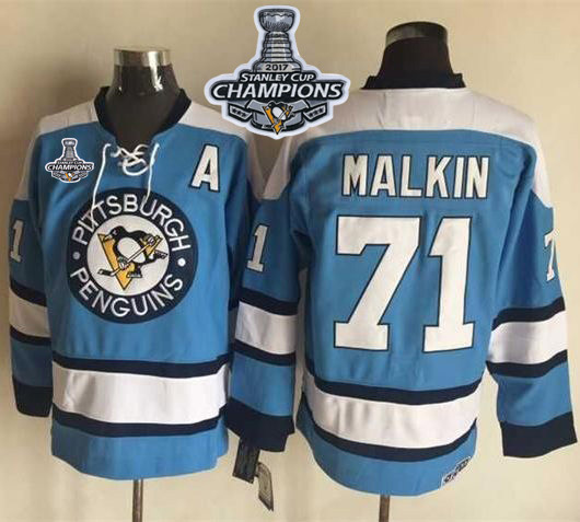 Penguins #71 Evgeni Malkin Blue Alternate CCM Throwback Stanley Cup Finals Champions Stitched NHL Jersey